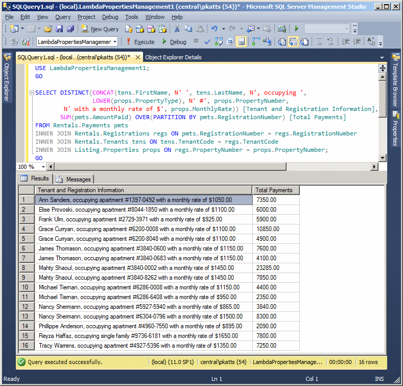 Microsoft SQL Server Lesson 38 Selecting Records Over Partitions