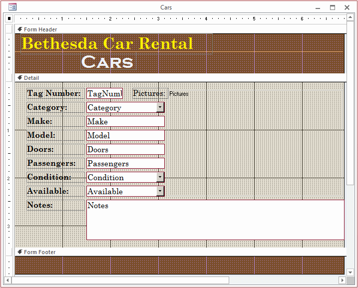 Microsoft Access Example Application Bethesda Car Rental