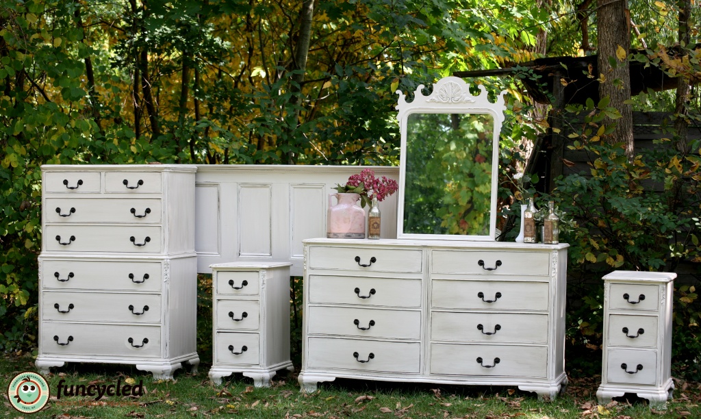 White Antique Dresser Set Makeover Tuesday's Treasures FunCycled