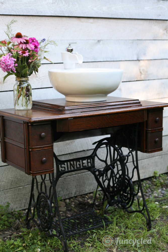 Antique Sewing Machine Bathroom Vanity