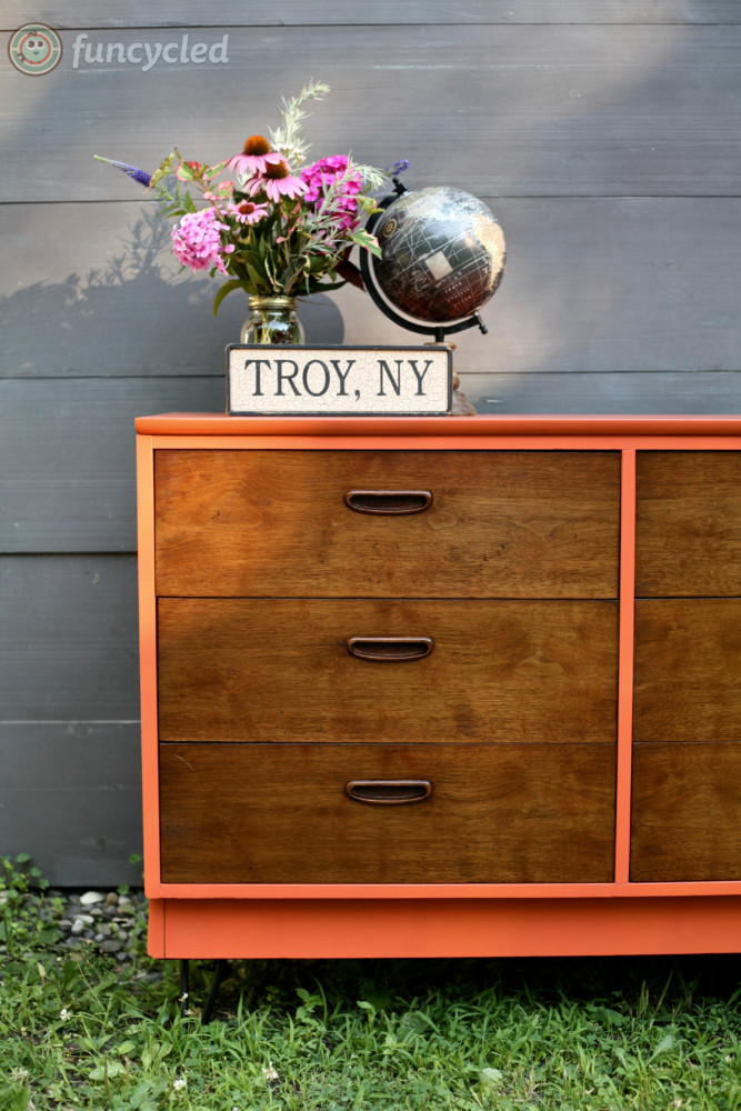 Burnt Orange Mid Century Dresser FunCycled