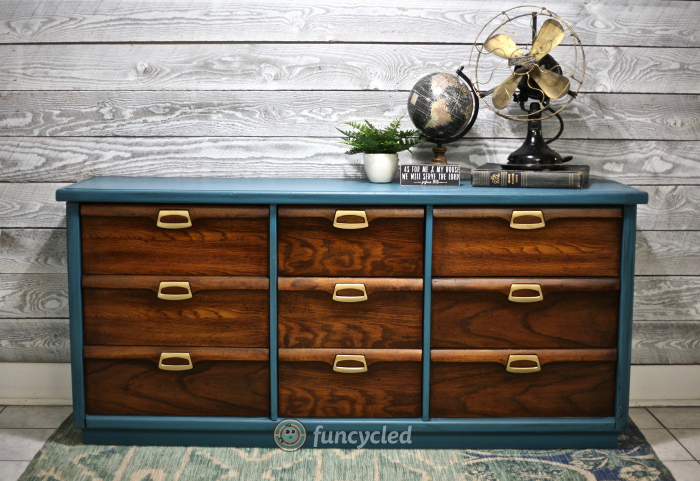 Vintage Teal Dresser Makeover FunCycled