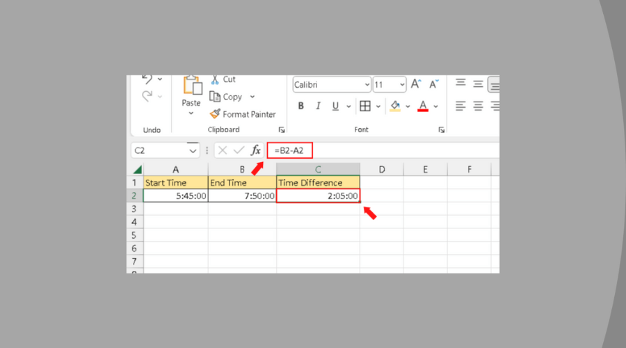 Calculating the Time Difference Between Two Times in Excel