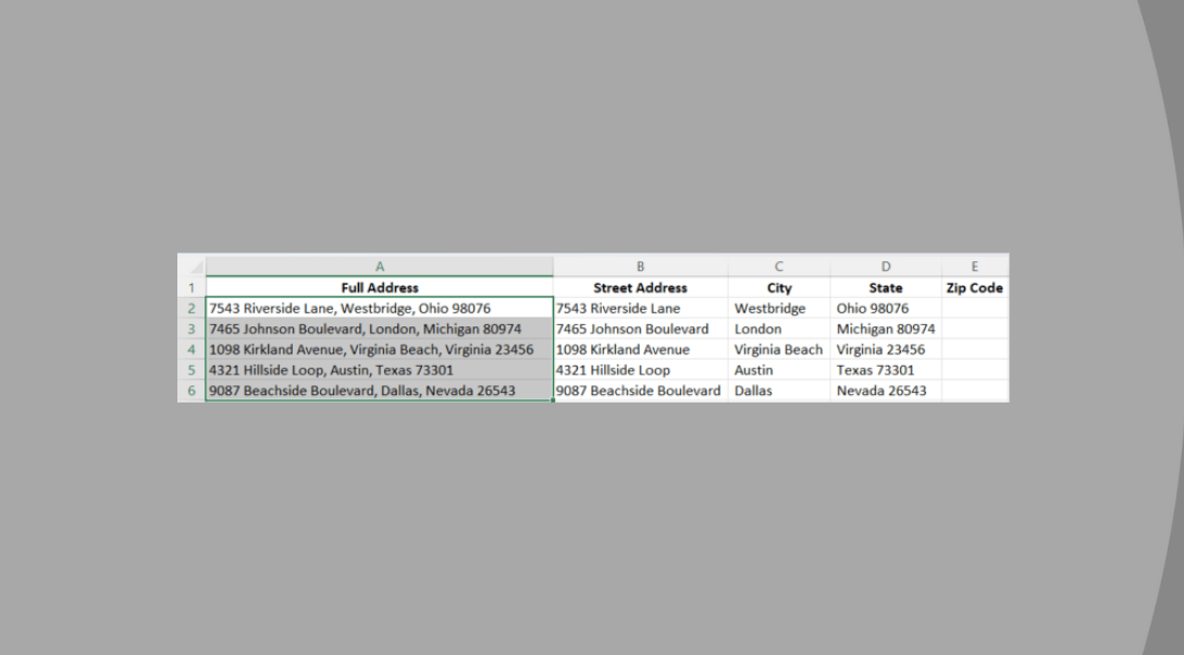 How To Separate Addresses in Excel