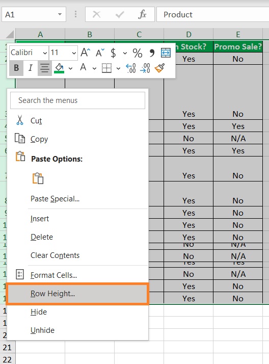 Make All Cells the Same Size in Excel