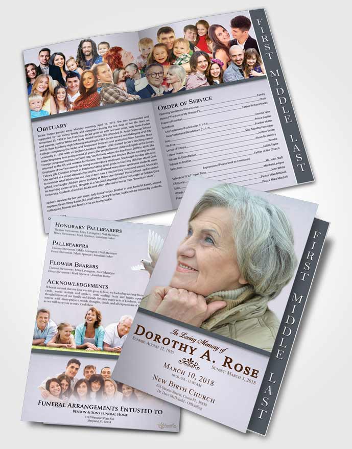2 Page Graduated Step Fold Funeral Program Template Brochure Collected