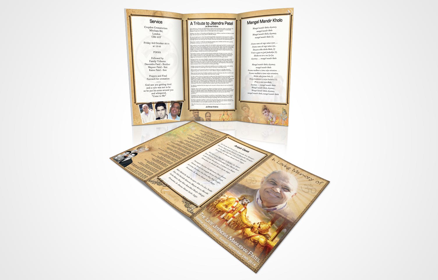Trifold Hinduism Funeral Program FuneralParlour