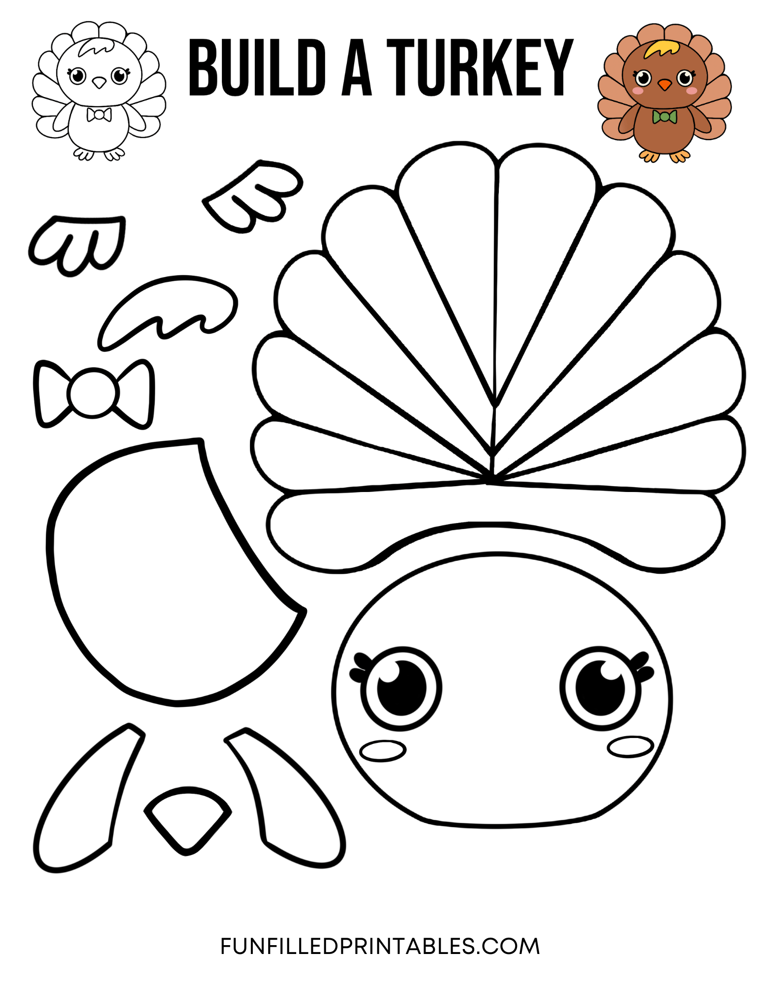 Free Printable Build a Turkey Craft Easy Thanksgiving Activity