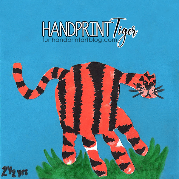 How to make a Handprint Tiger Craft with Kids Fun Handprint Art