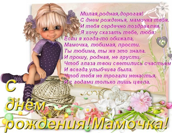 Красивые поздравления с днем рождения маме (50 картинок)