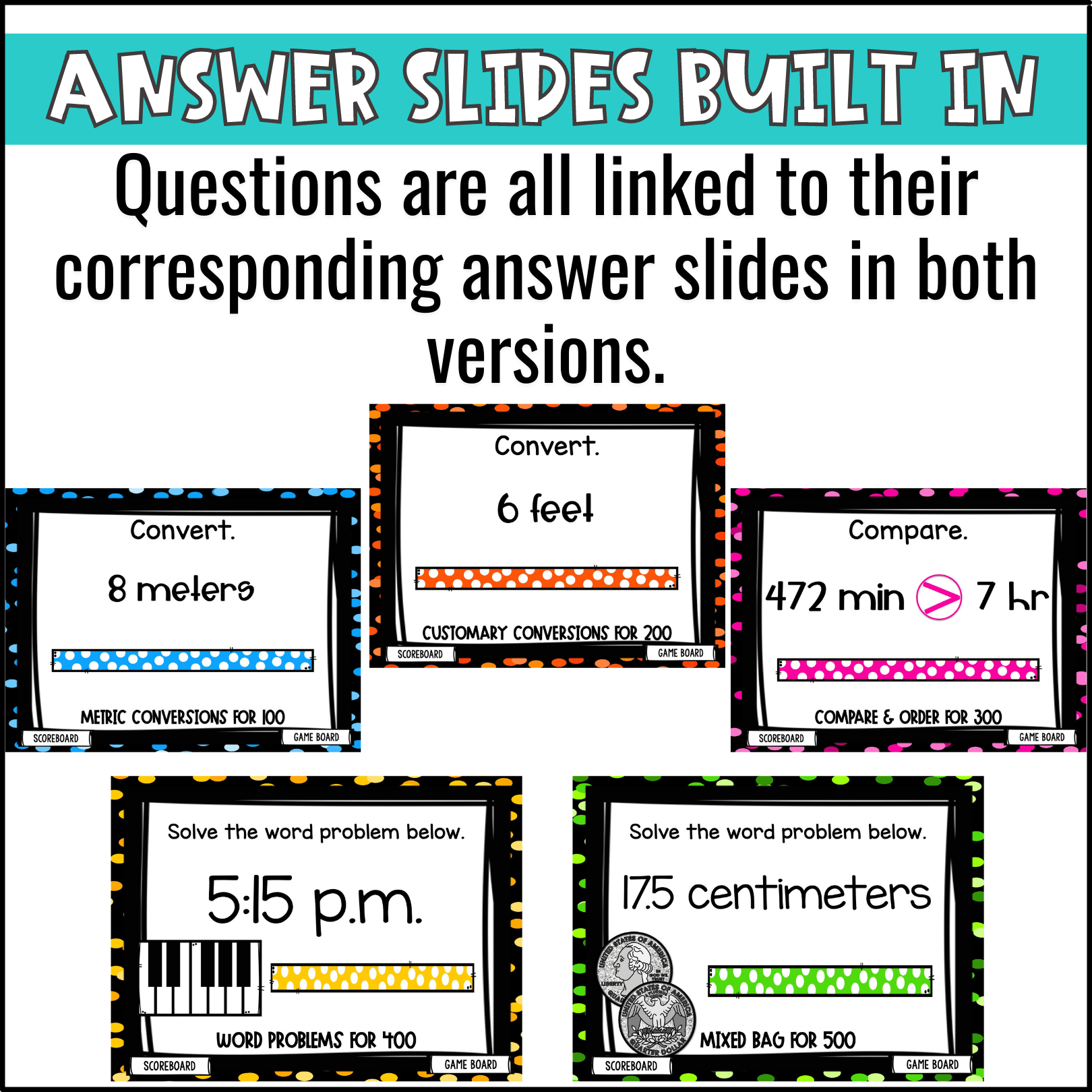 Converting Measurements Game 5th Grade Math Test Prep Review Game 5.MD