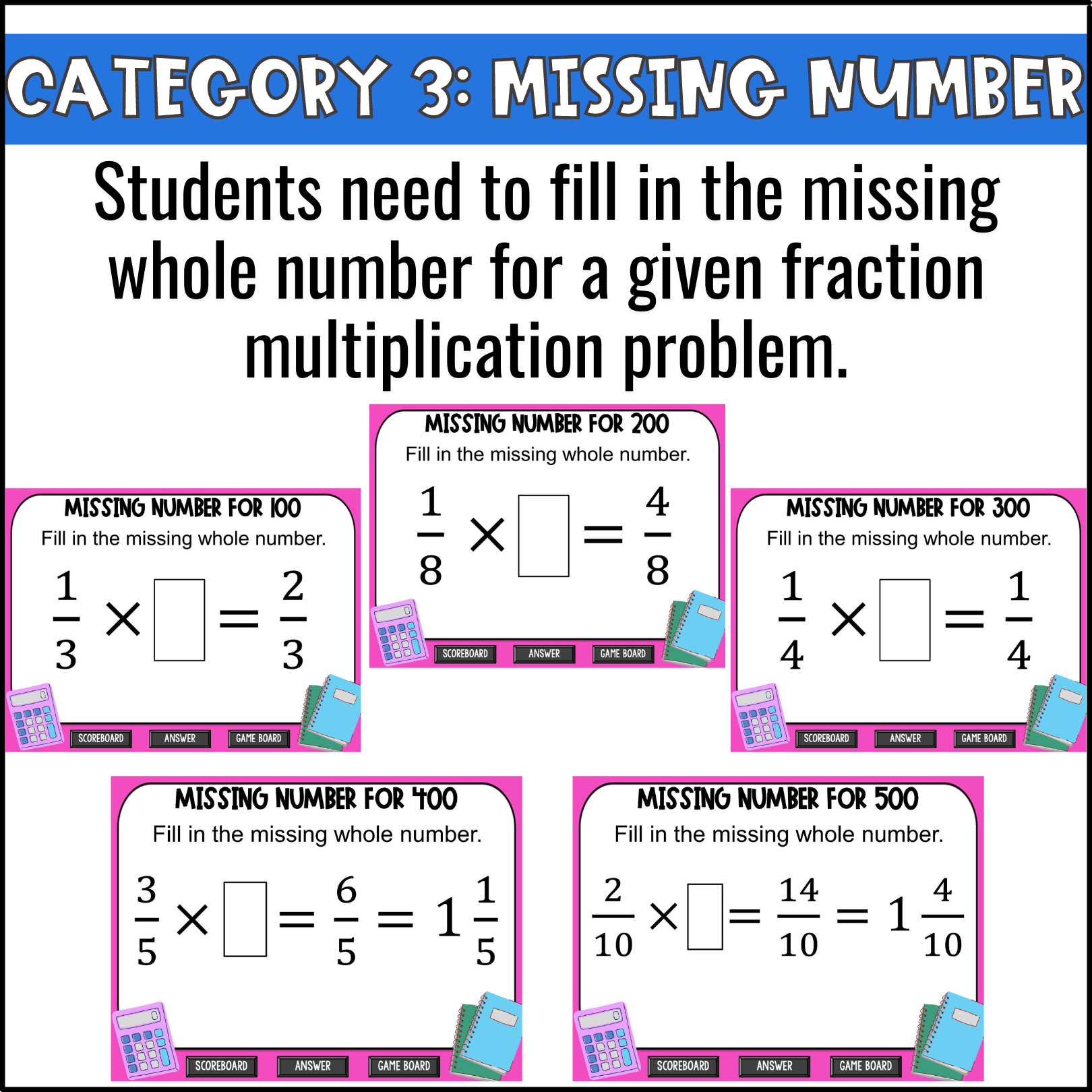 Multiplying Fractions Game Show | 4th Grade Math Review Game 4.NF.4