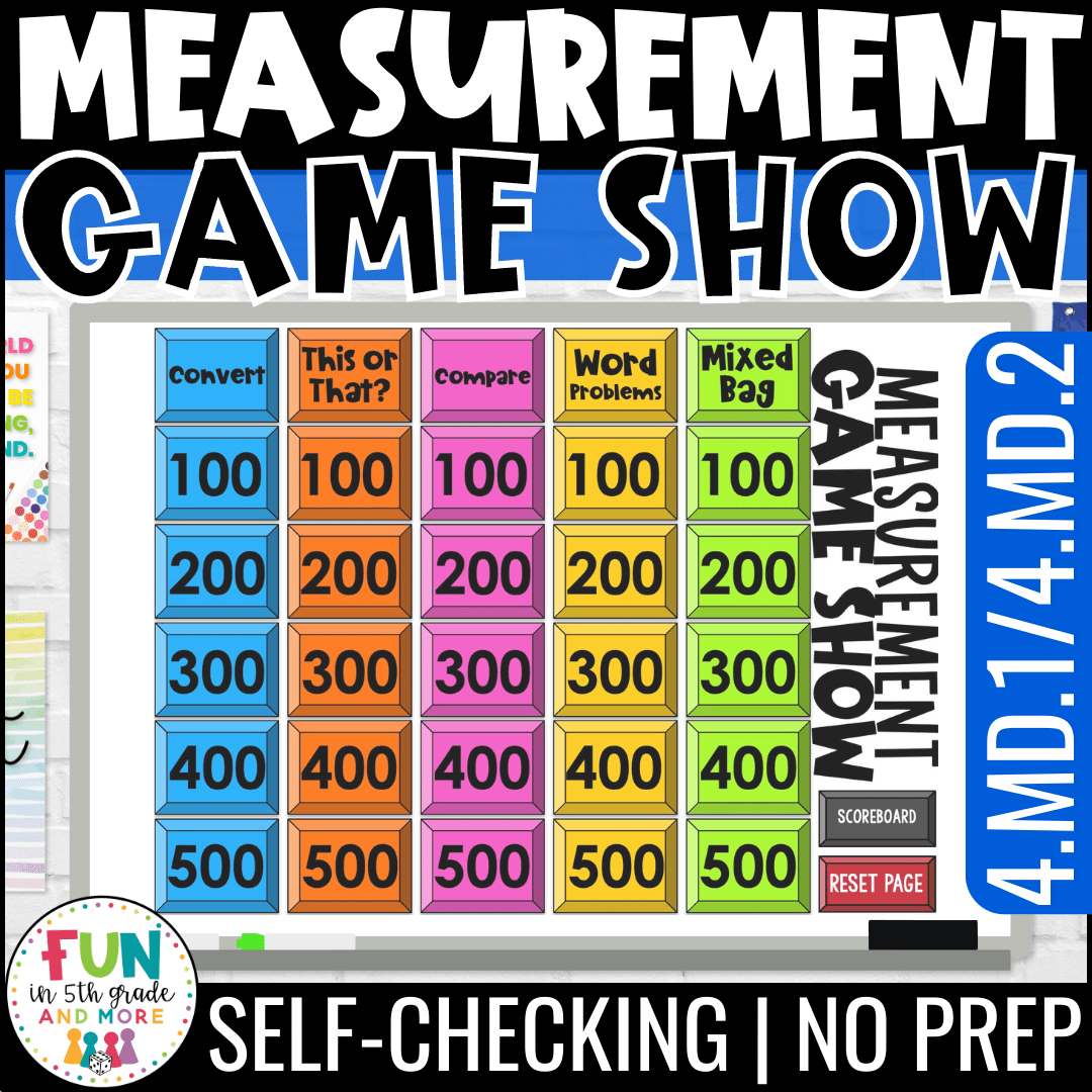 Measurement Game Show | 4th Grade Math Review Game 4.MD.1 / 4.MD.2