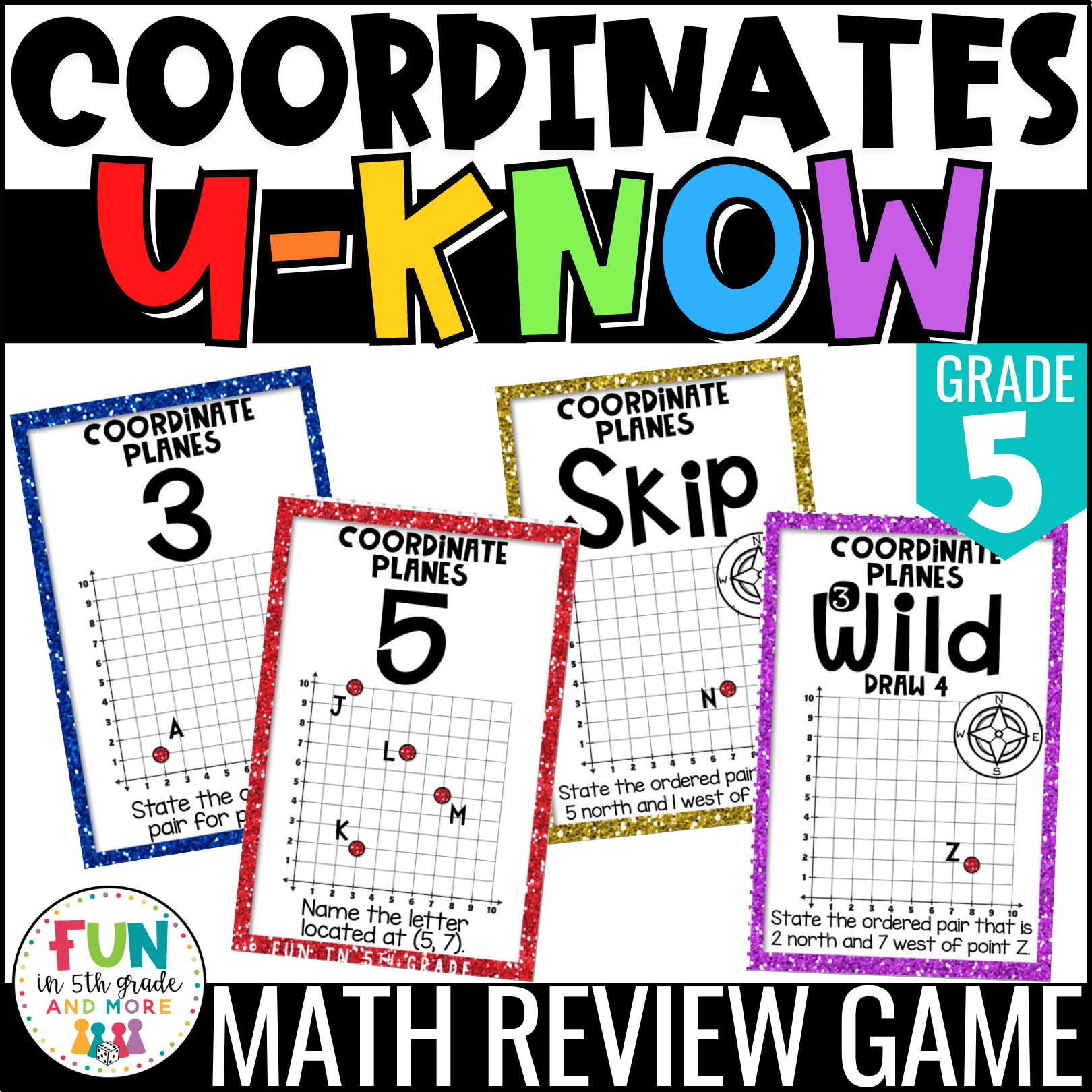 Coordinates Game UKnow Math Review Game for 5th Grade 5.G.1/2 Fun
