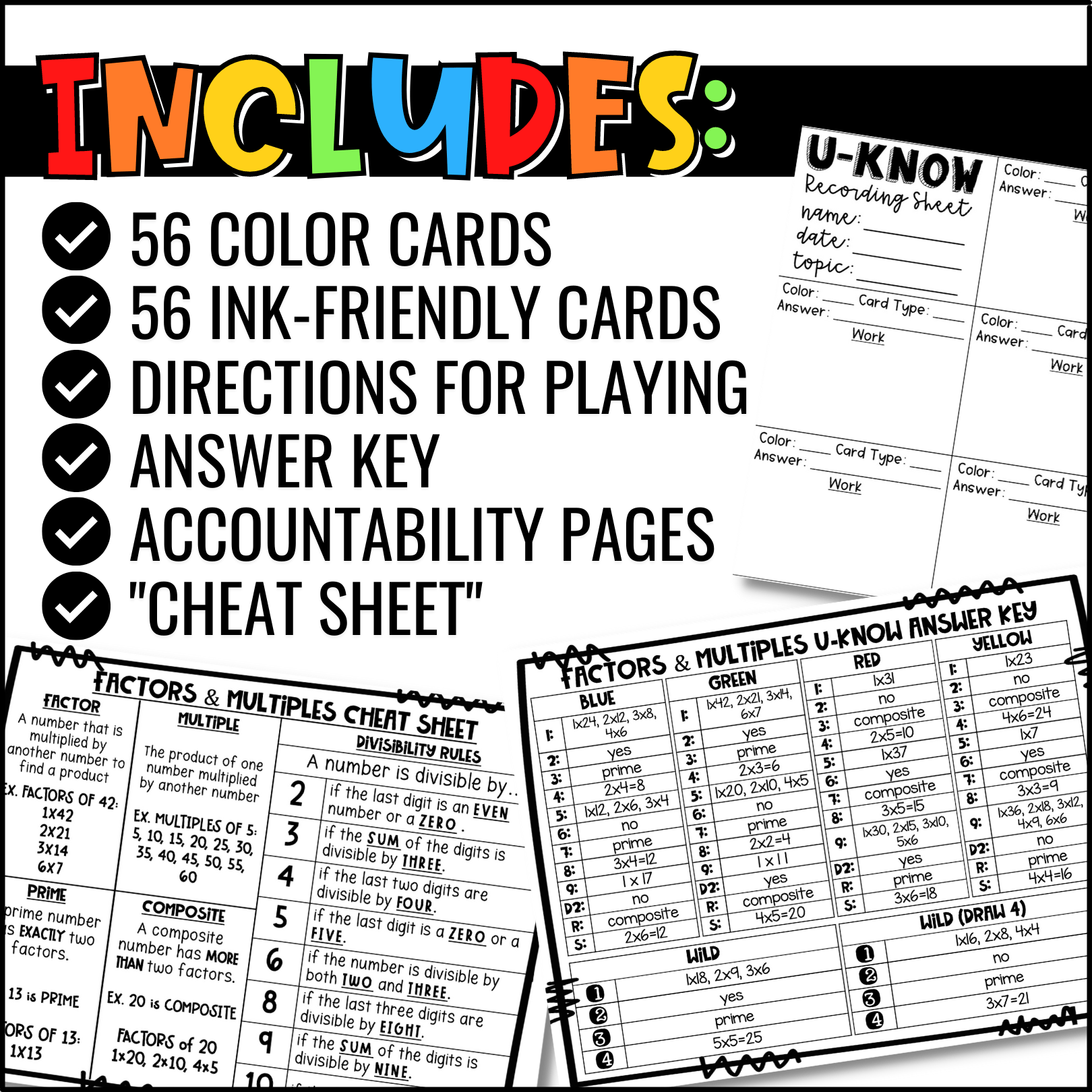 Factors and Multiples Game UKnow Math Review Game for 4th Grade 4.OA