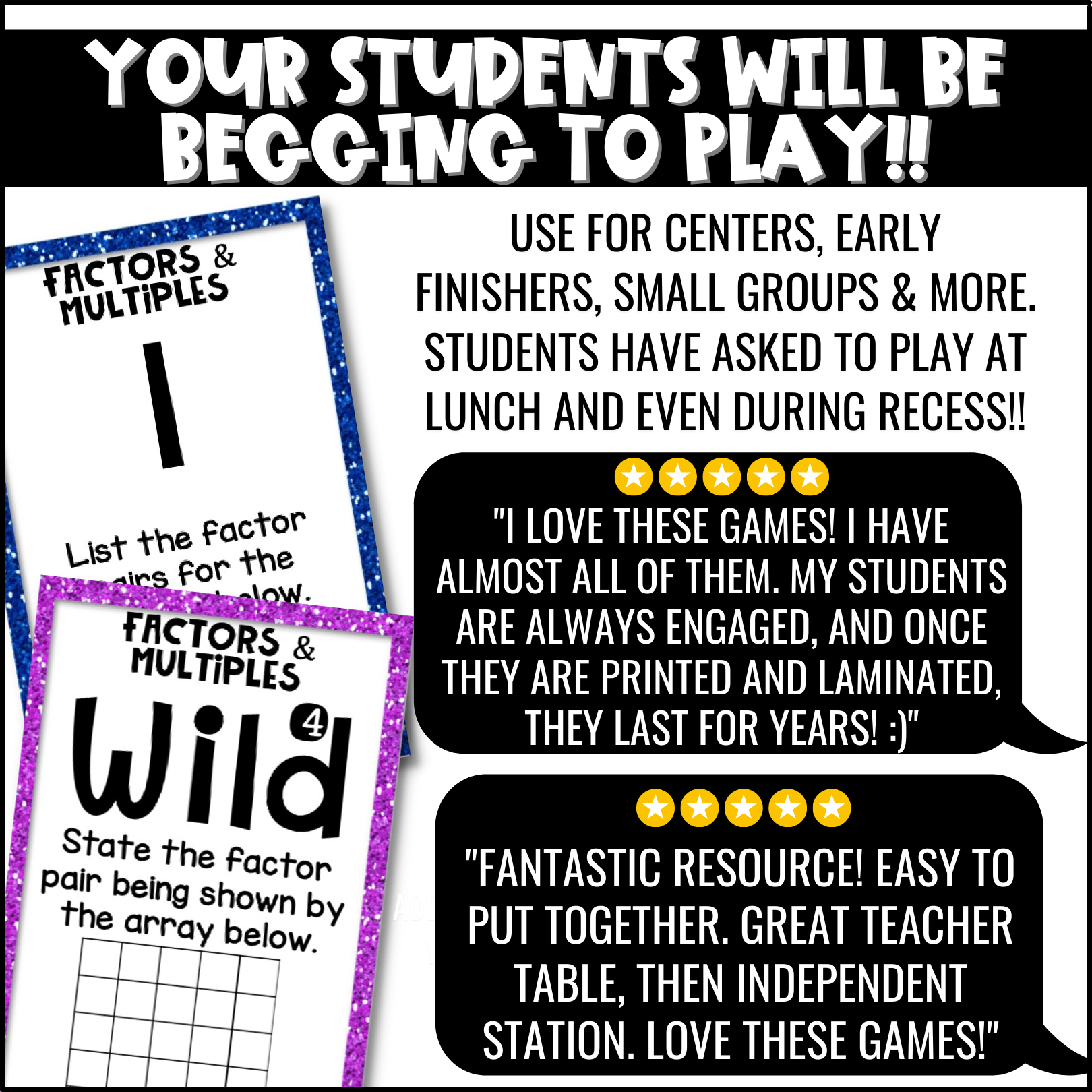 Factors and Multiples Game UKnow Math Review Game for 4th Grade 4.OA