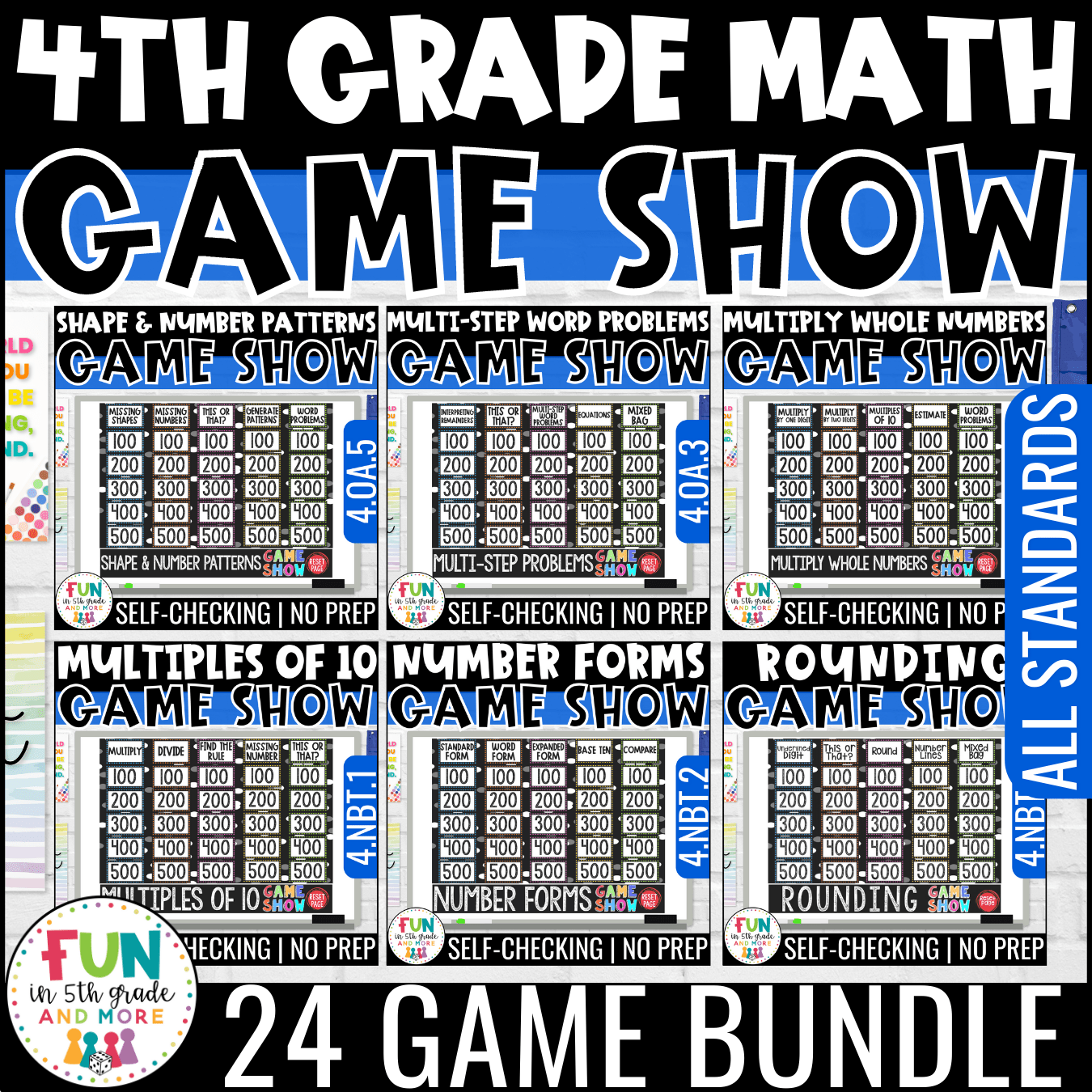 4th Grade Math Review Games All Standard Game Show Bundle! Fun in