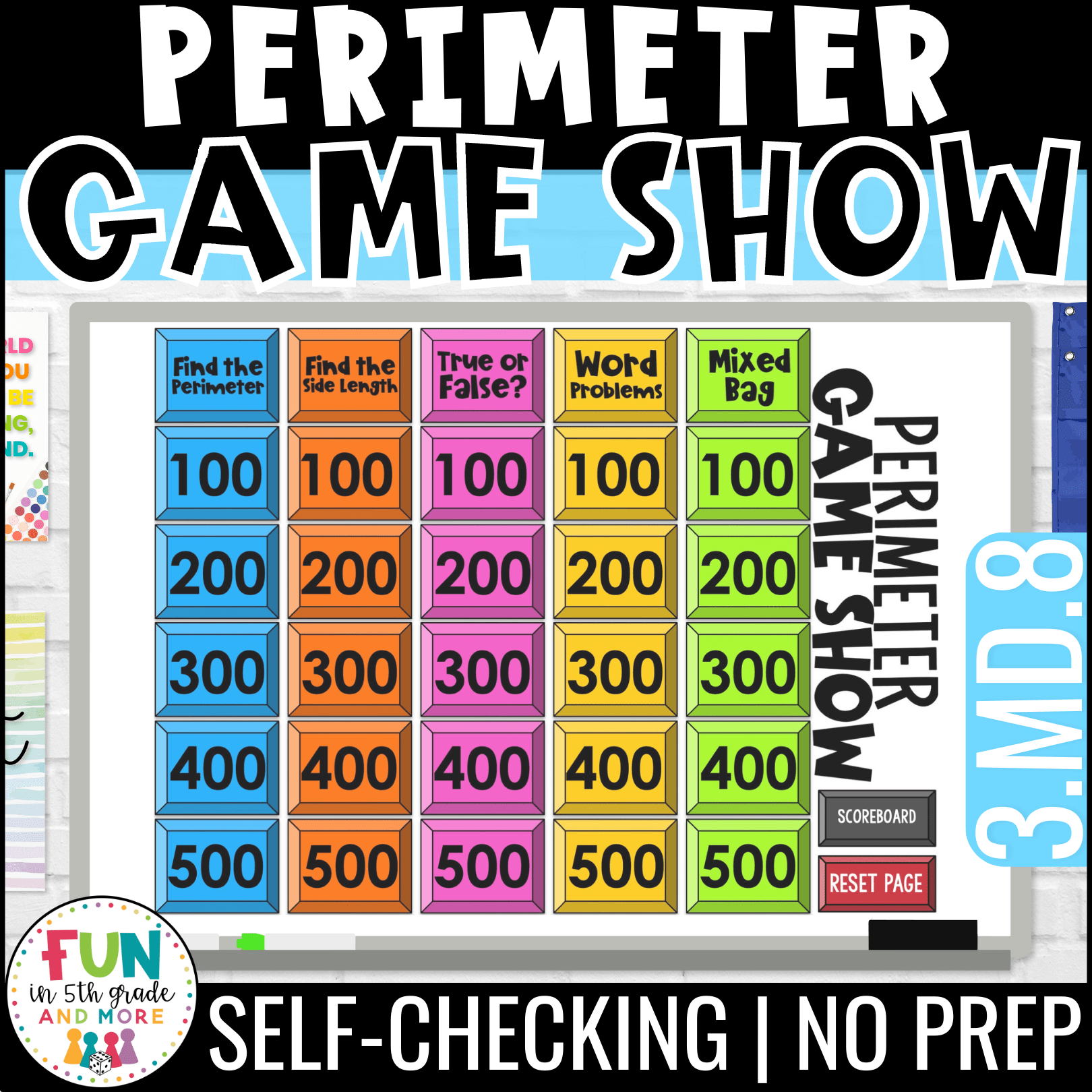 Perimeter Game Show for 3rd Grade Math Review Fun in 5th Grade & MORE