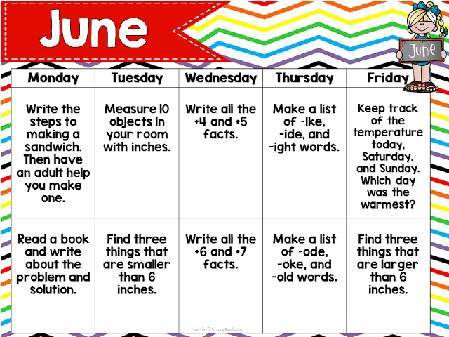 Summer Activity Calendar {FREEBIE} - Fun in First