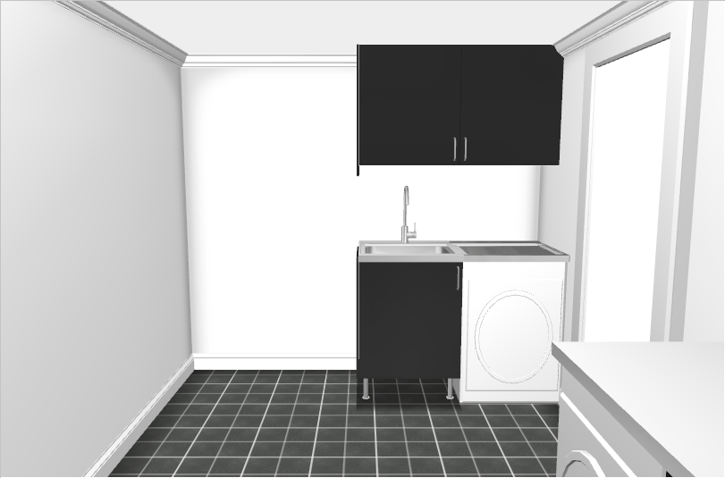 Planerar och ritar tvättstuga med IKEA planeringsverktyg i 3D Från