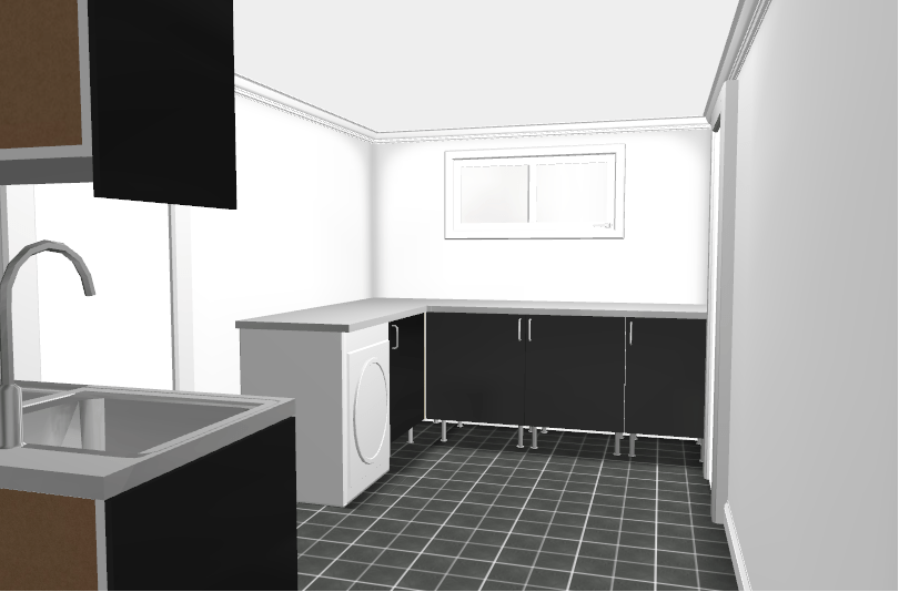 Planerar och ritar tvättstuga med IKEA planeringsverktyg i 3D Från