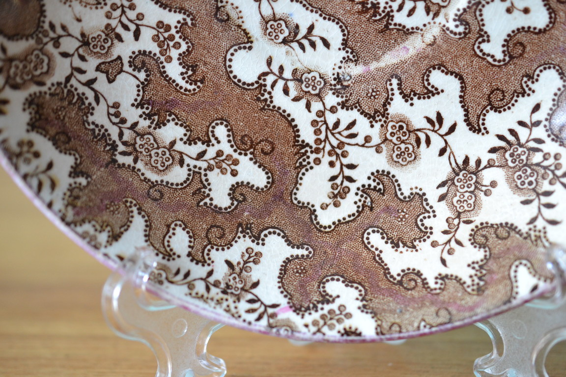 Vintage fine china saucer / plate brown and white DPLW Funky Flamingo