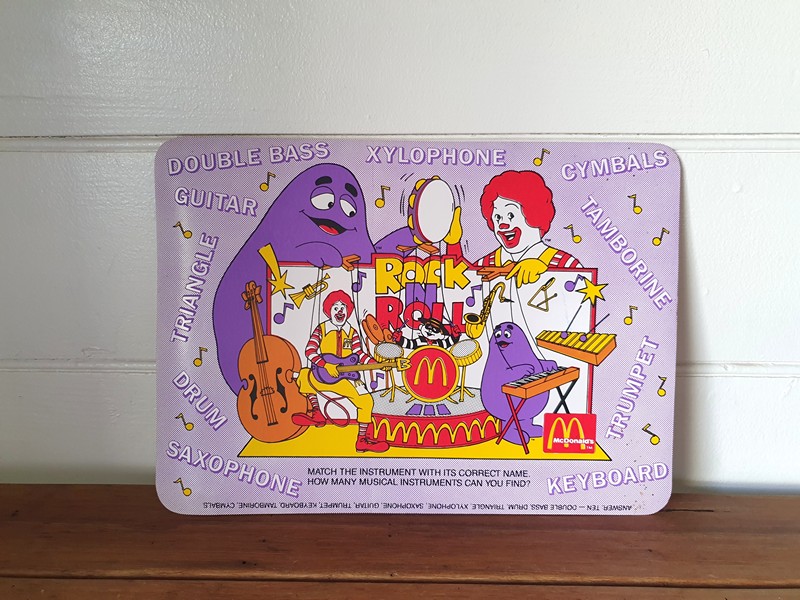 Vintage McDonalds place mat placemat Grimace WTBL Funky Flamingo