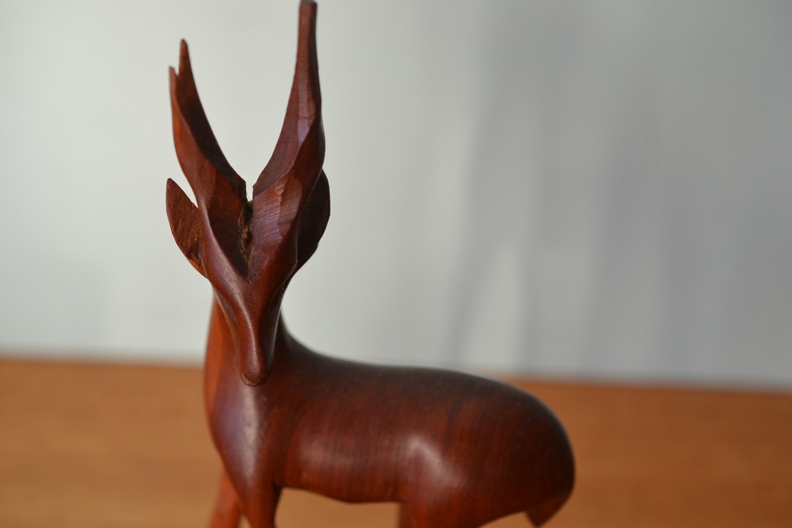 Mid century Teak wooden Deer figurine Lot 6 OT10 Funky Flamingo