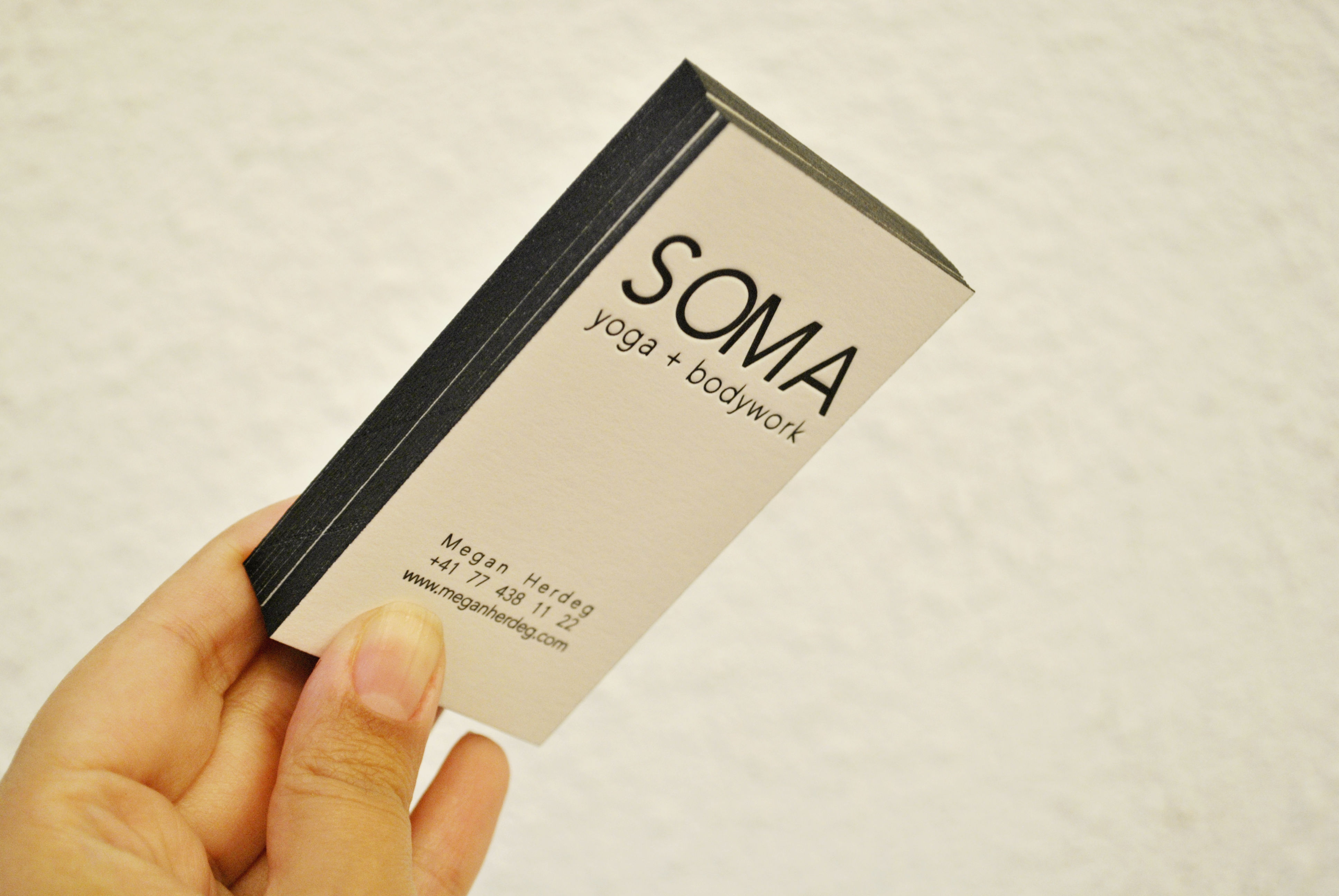 Letterpress business cards with edge painting