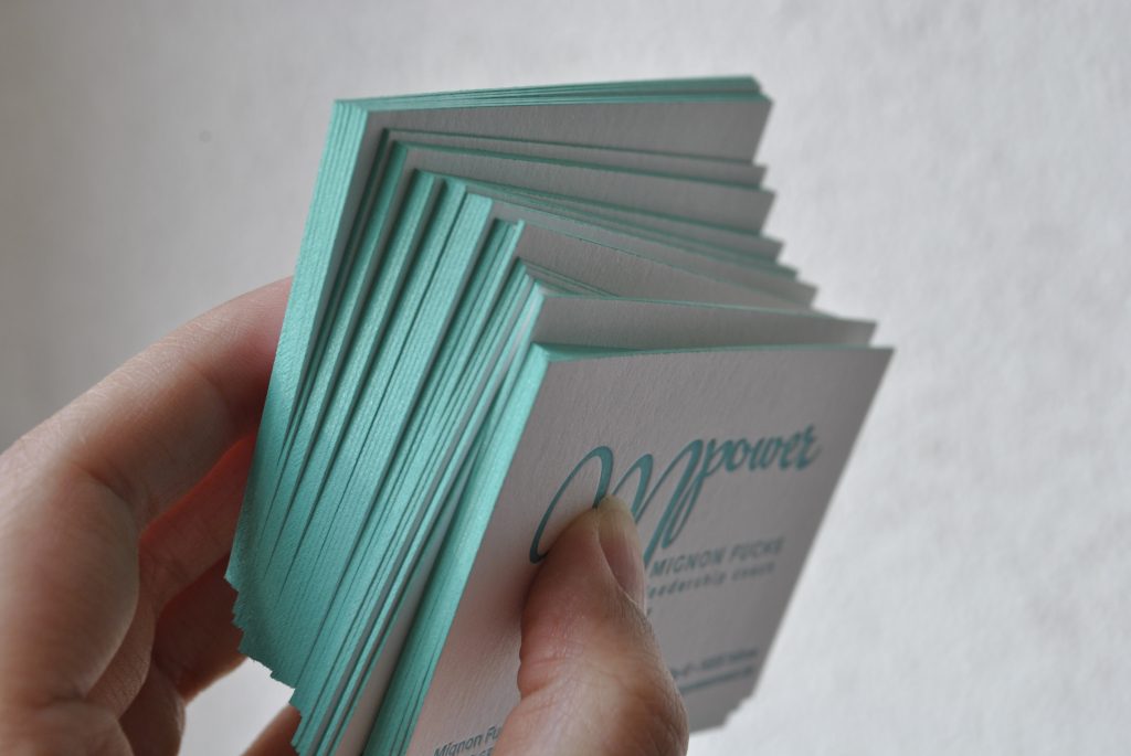 Letterpress business cards with edge painting