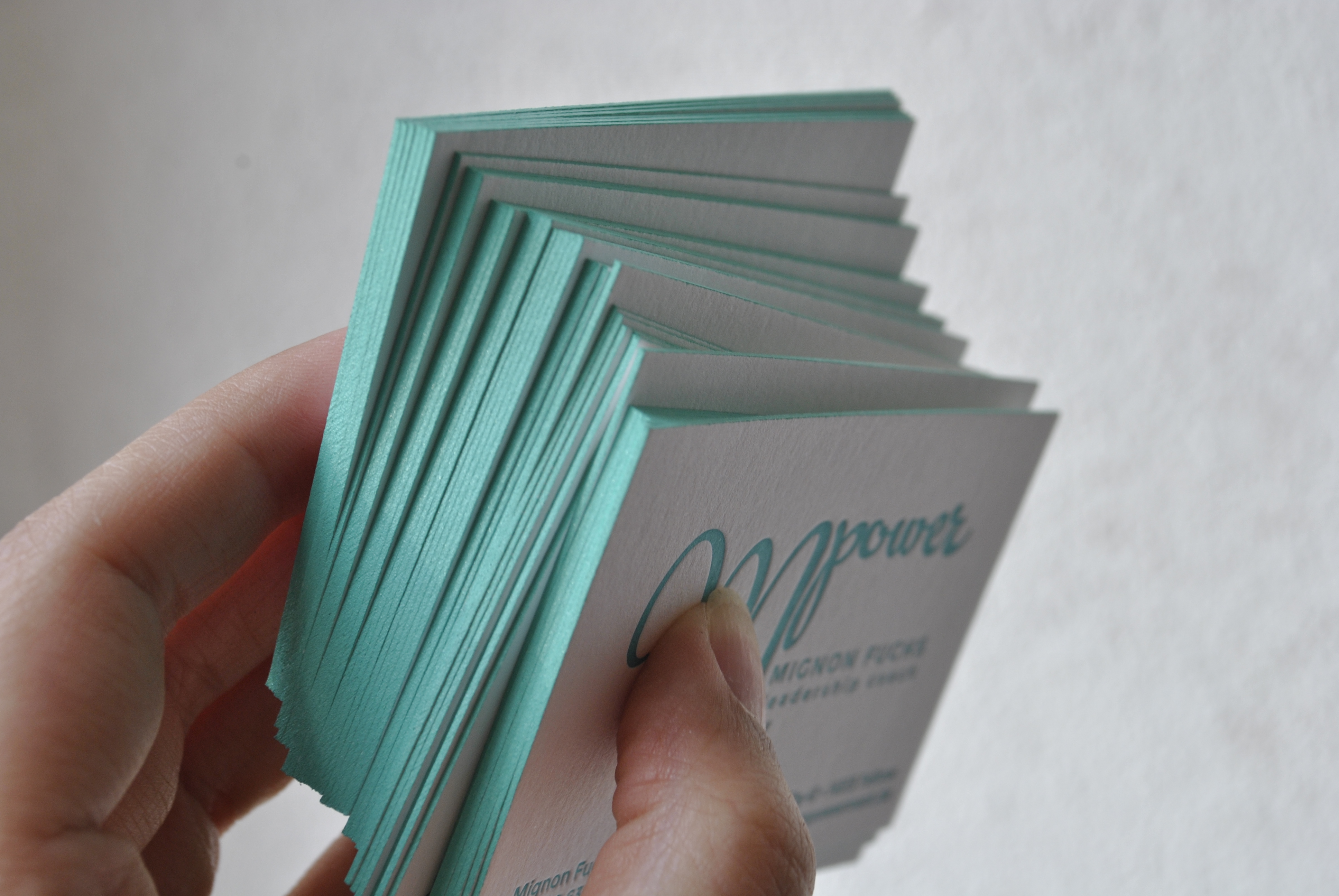 Letterpress business cards with edge painting