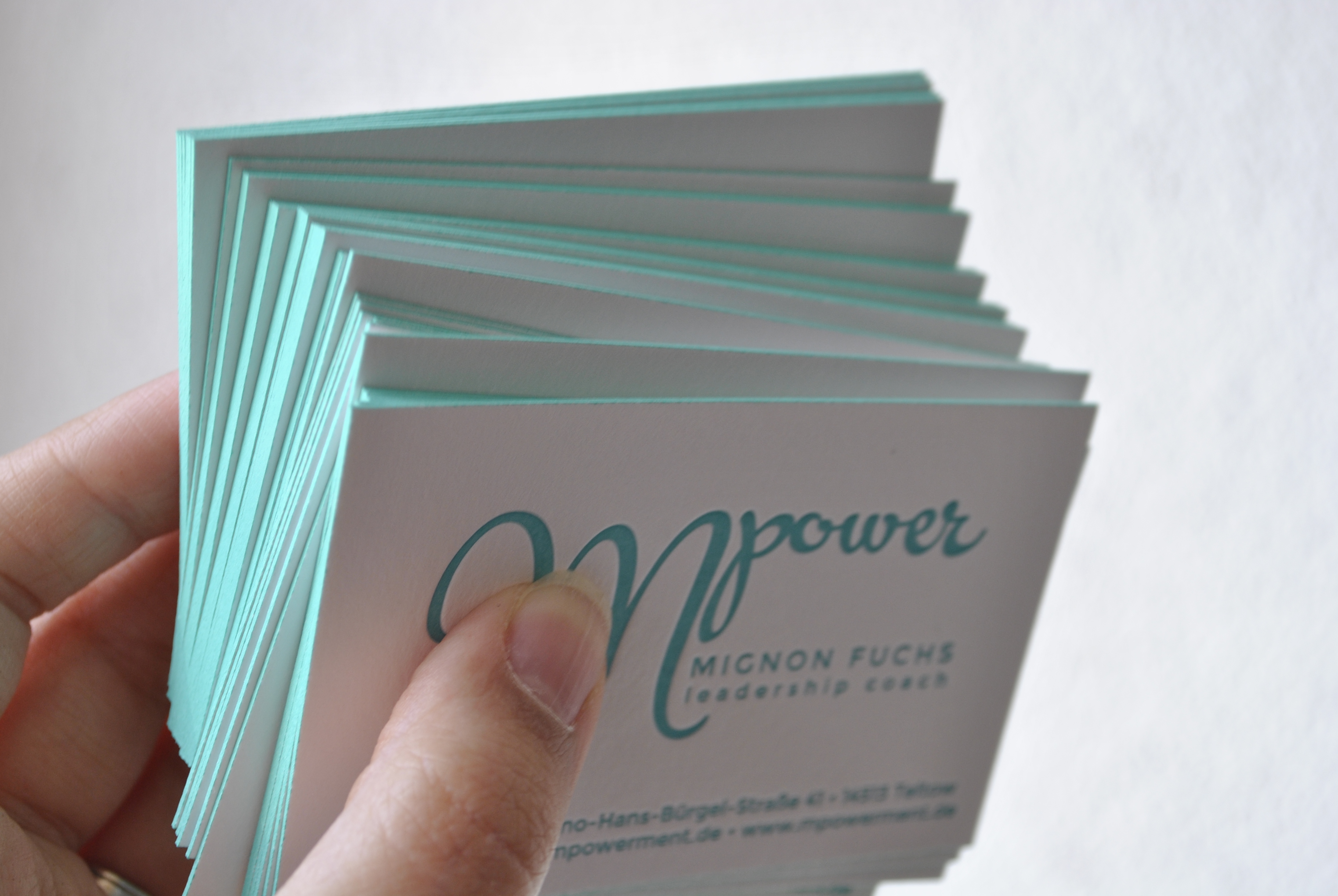 Letterpress business cards with edge painting