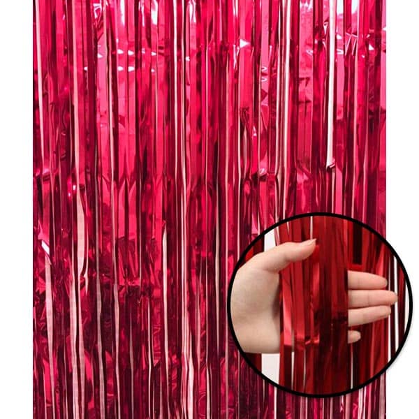 Red Shiny Backdrop Tassel Gold Party Foil Curtain Party Essentials