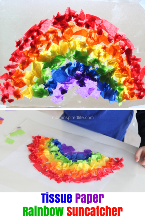 Tissue Paper Rainbow Suncatcher