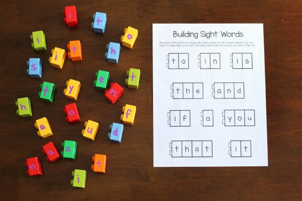 Building Sight Words Activity