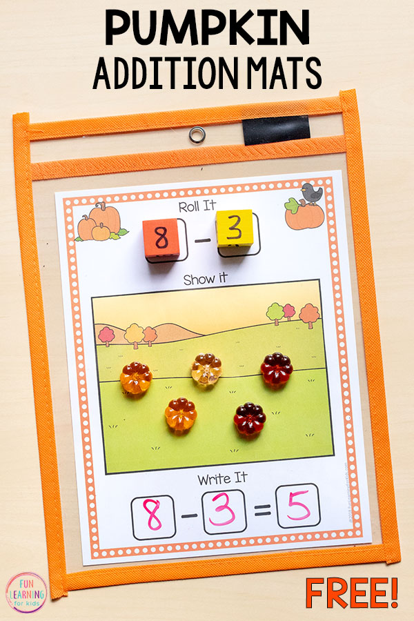 Pumpkin Addition and Subtraction Printable Mats
