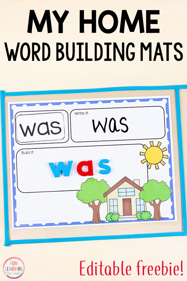 Editable My Home Word Building Activity Mats