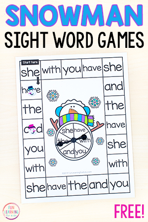 Editable Snowman Word Work Board Game