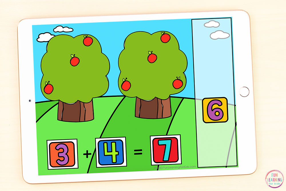 Digital Apple Tree Addition to 10 Activity