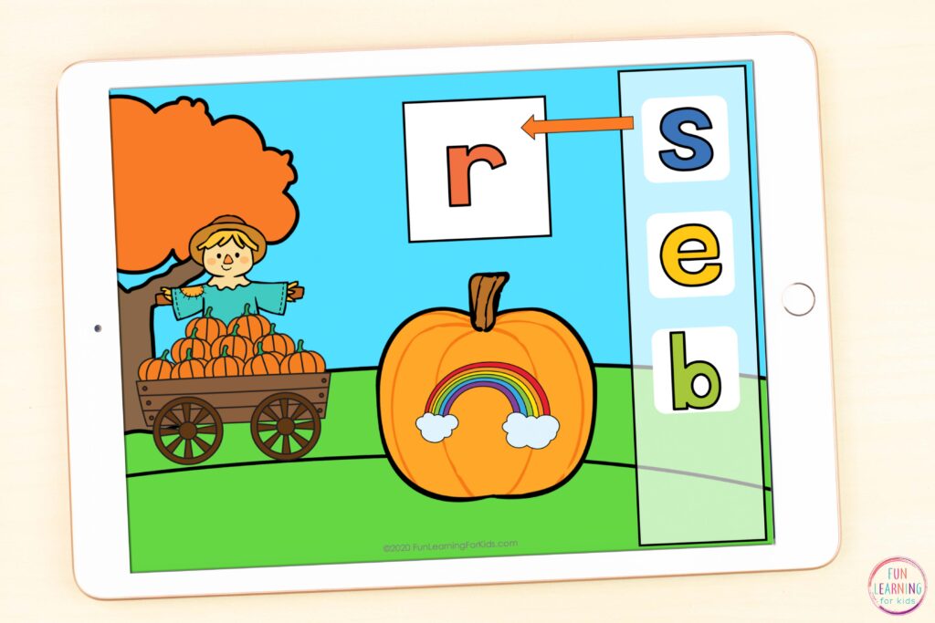 Pumpkin Beginning Sounds Activity for Google Slides and Seesaw