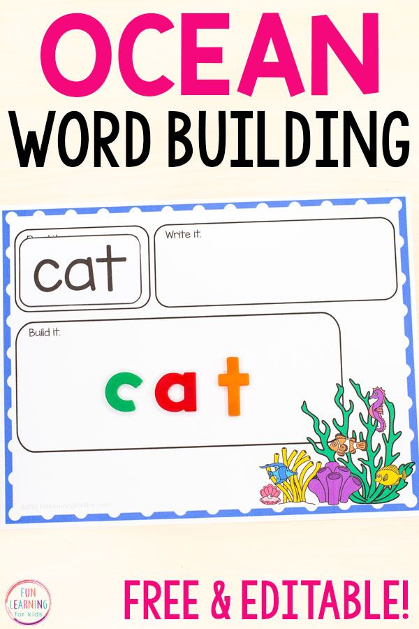 Editable Ocean Word Building Mats Free Printable