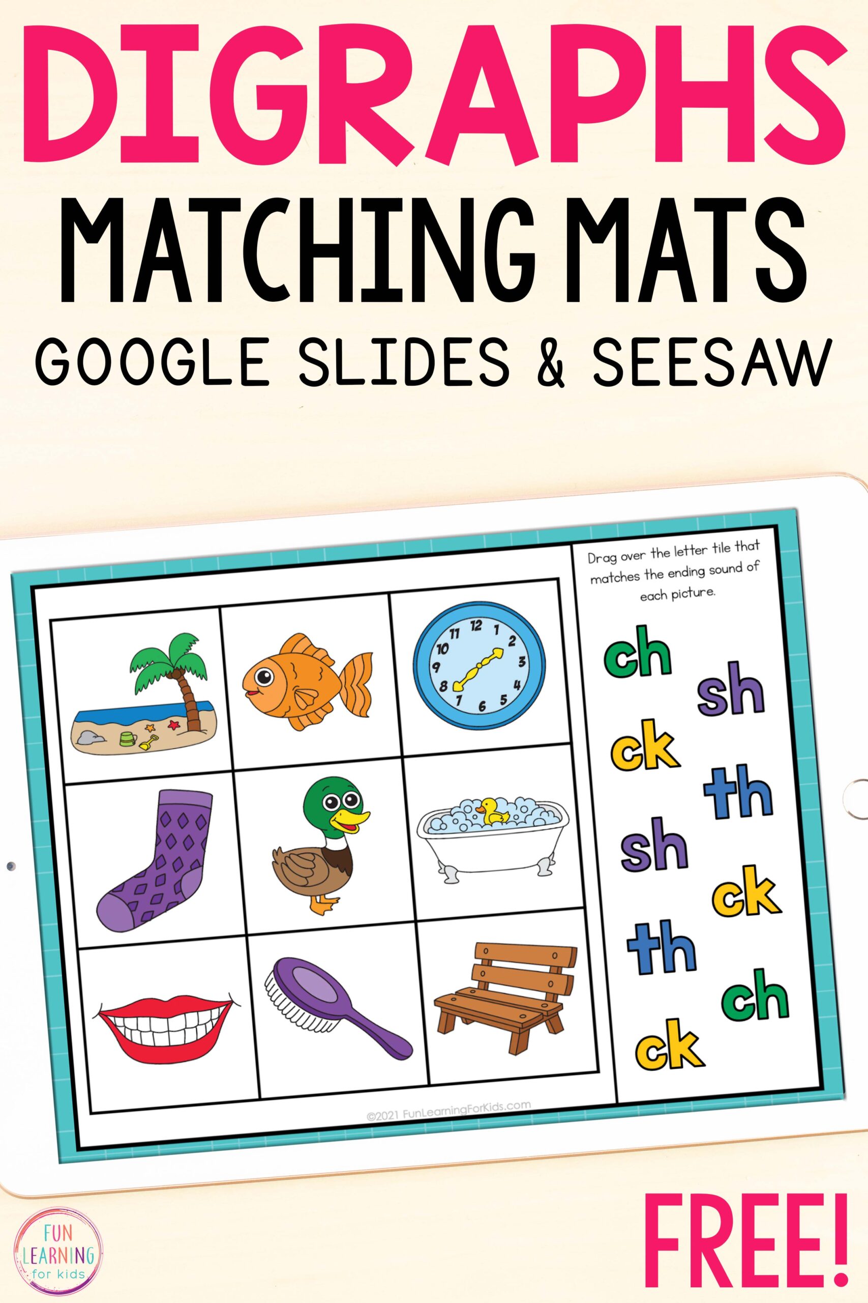 Digital Digraph Words Matching Mats Literacy Activity