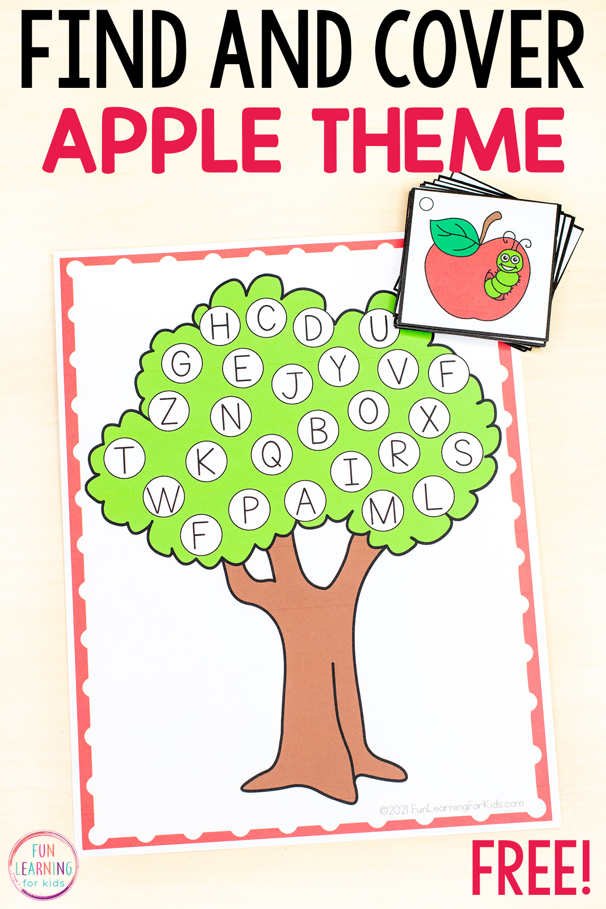 Apple Tree Find and Cover the Letter Printable Mats