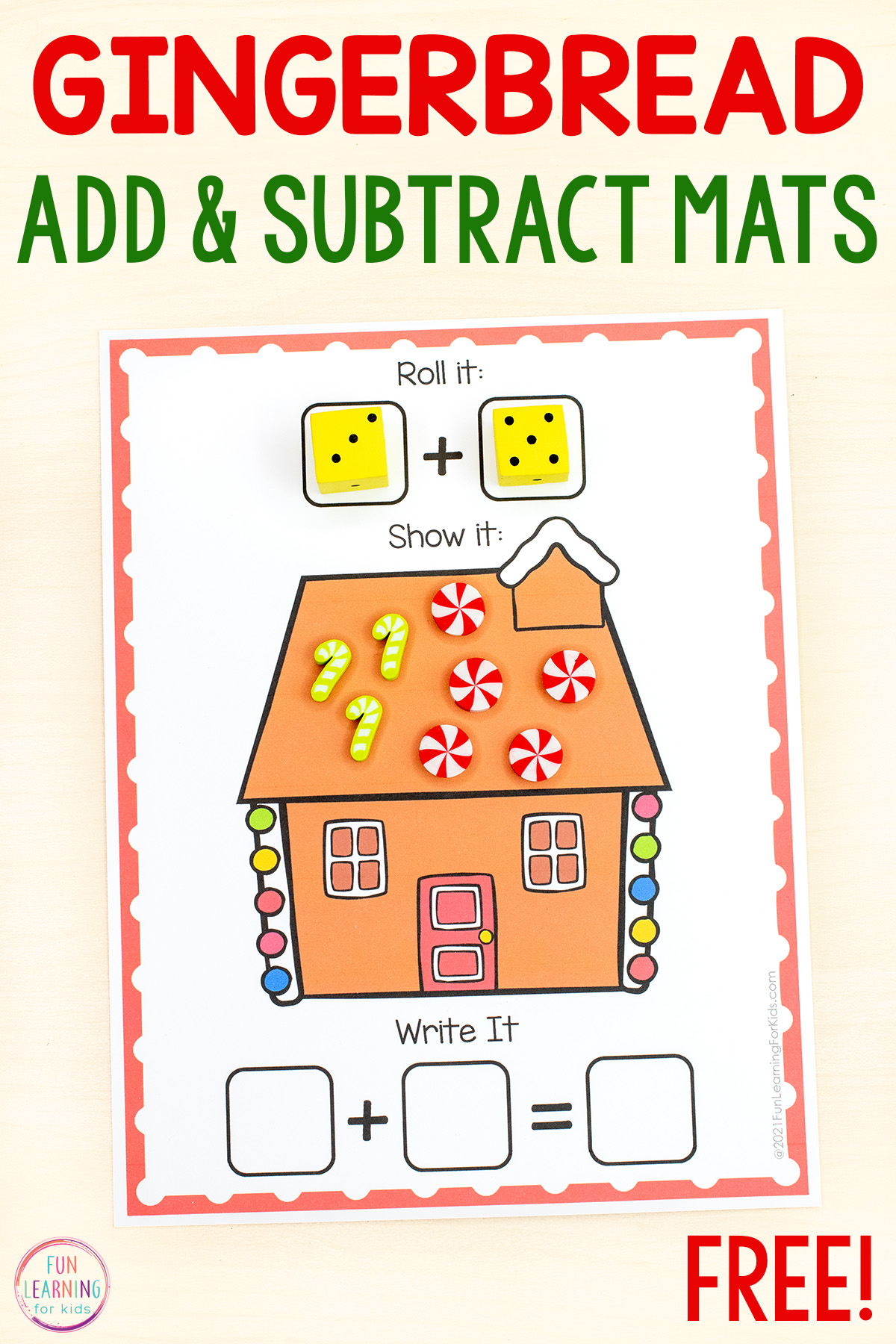 Gingerbread Addition and Subtraction Mats Free Printable