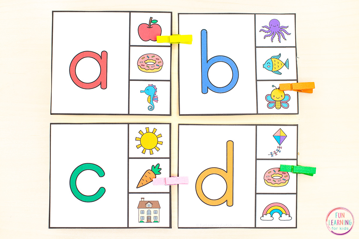Beginning Sounds Matching Clip Cards Free Printable