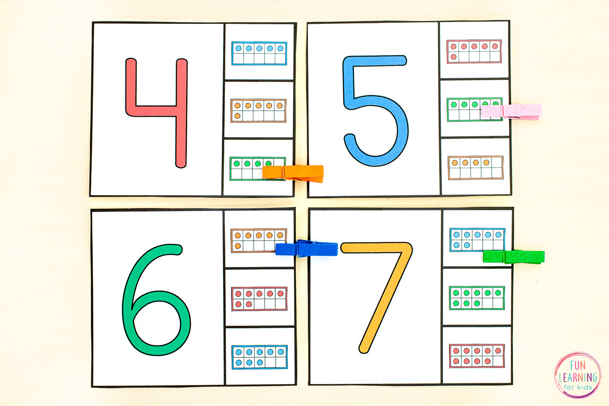 Free Printable Number Matching Clip Cards
