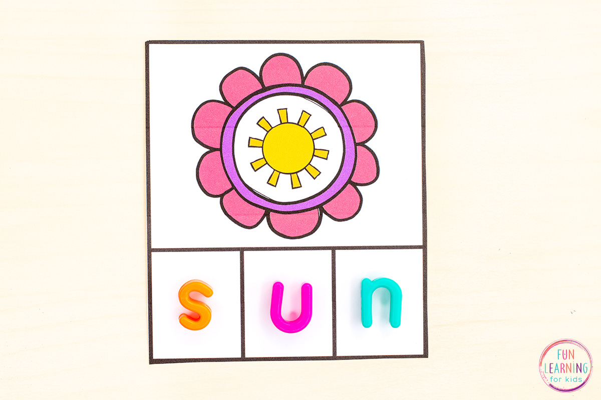 Flower CVC Word Building Cards Free Printable