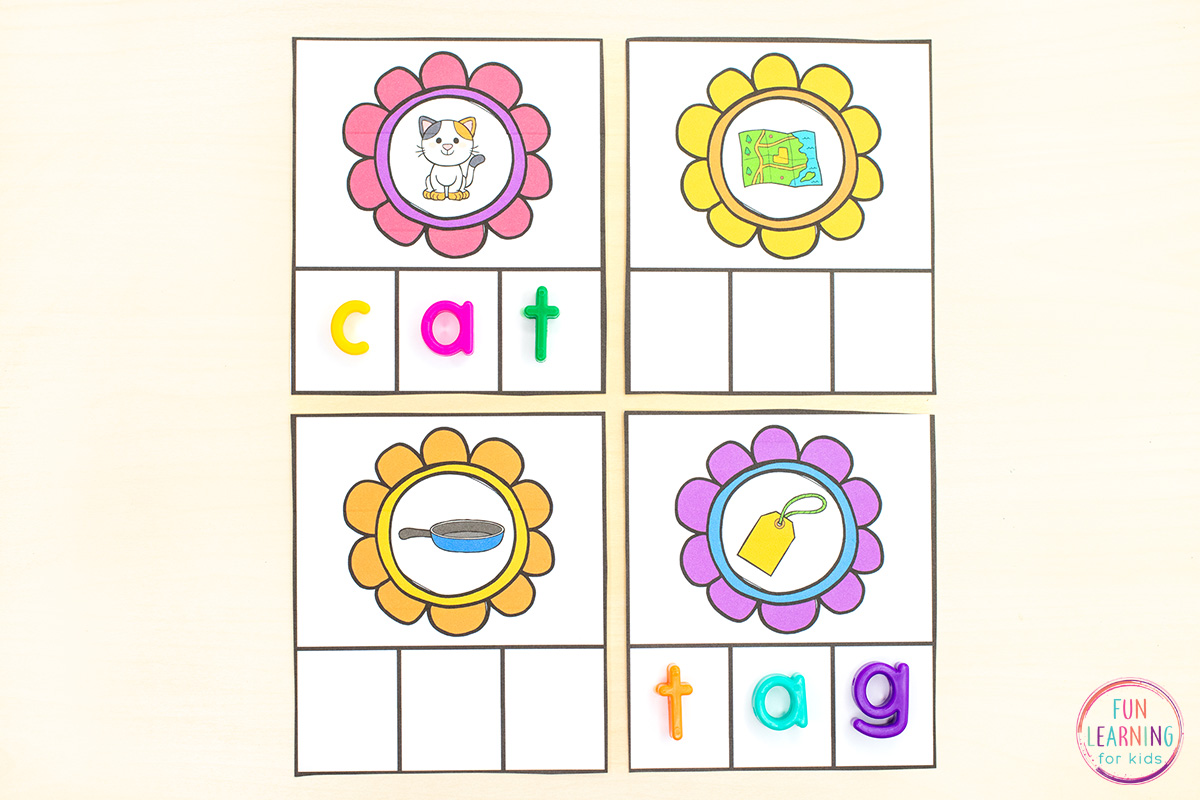 Flower CVC Word Building Cards Free Printable Audit Student