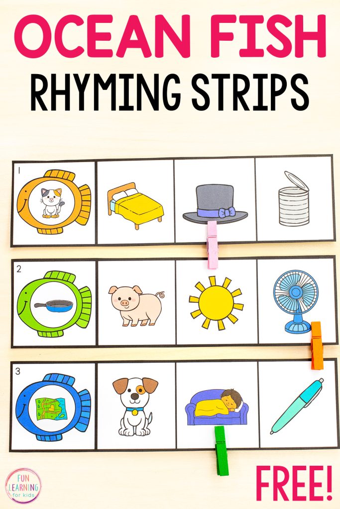 Ocean Fish Rhyming Clip Strips Free Printable