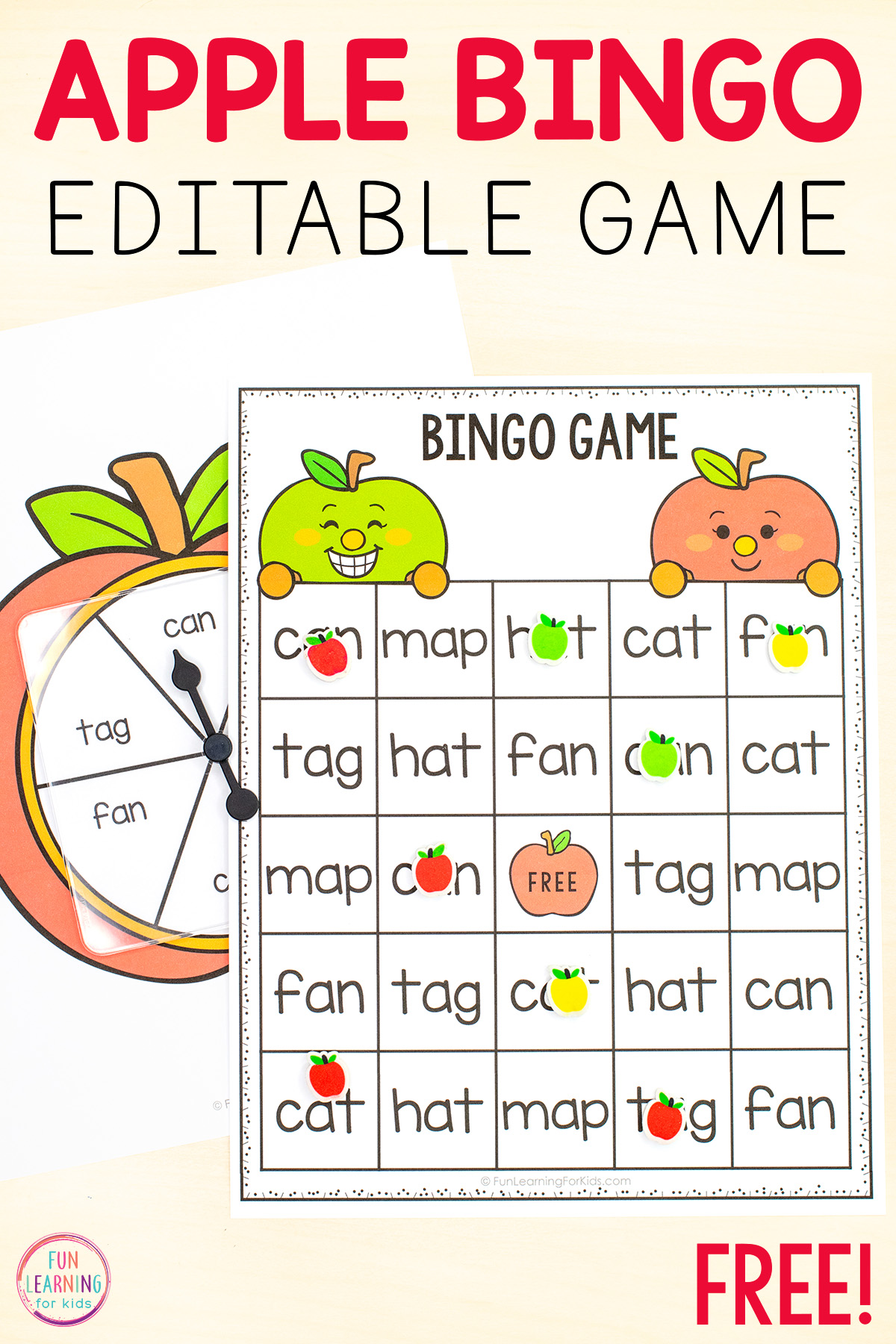 Editable Apple Theme Bingo Game